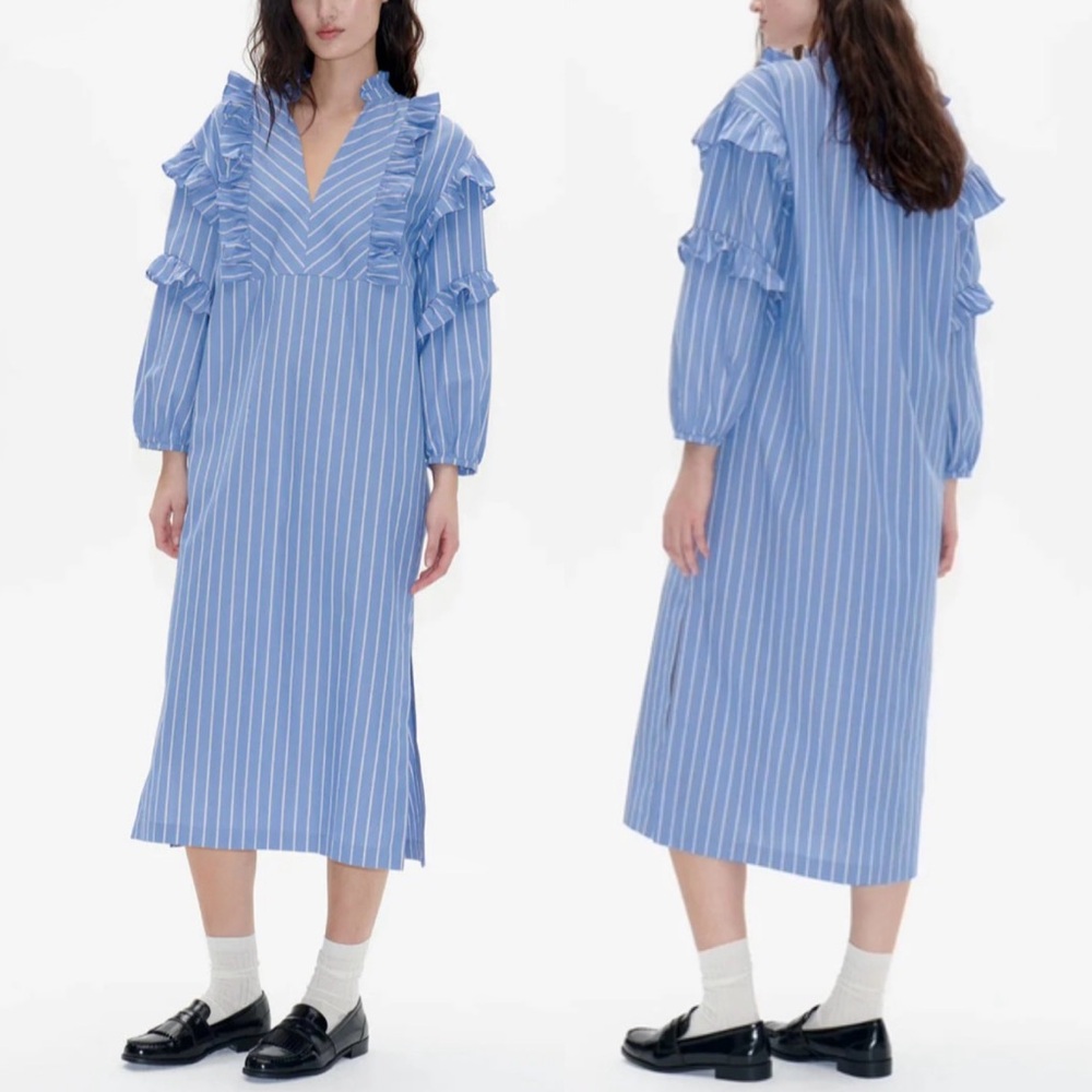 Baum und Pferdgarten Ahadi Size 34/US 4 Ebb & Flow Stripe Ruffle Midi Dress NWT